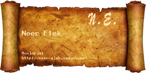 Neer Elek névjegykártya